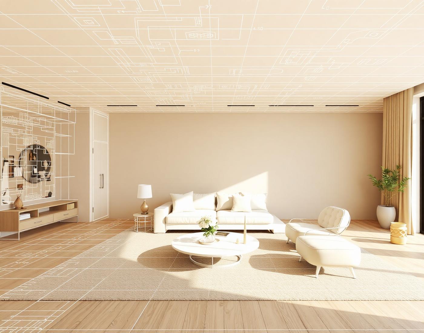 3D VR visualization of a modern living room